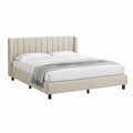 Polstret dobbeltseng 160 x 200 cm med kanalquiltet hovedgavl, beige