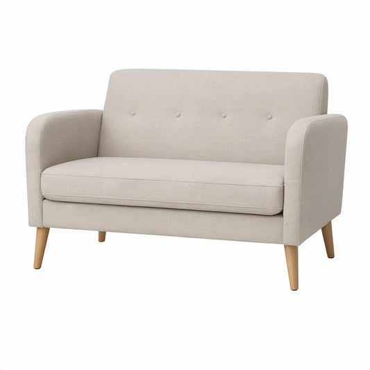 2-personers sofa med knapper, creme/natur, 120 x 76 x 82 cm