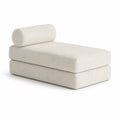 Chaiselong med rund nakkepude, 160 x 90 x 68 cm, bouclé, creme
