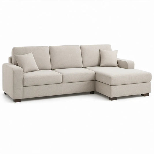 Hjørnesofa med højrevendt chaiselong, 250 x 160 x 86 cm, Beige