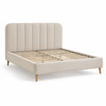 Polstret dobbeltseng med lamelbund 180 x 200 cm i creme